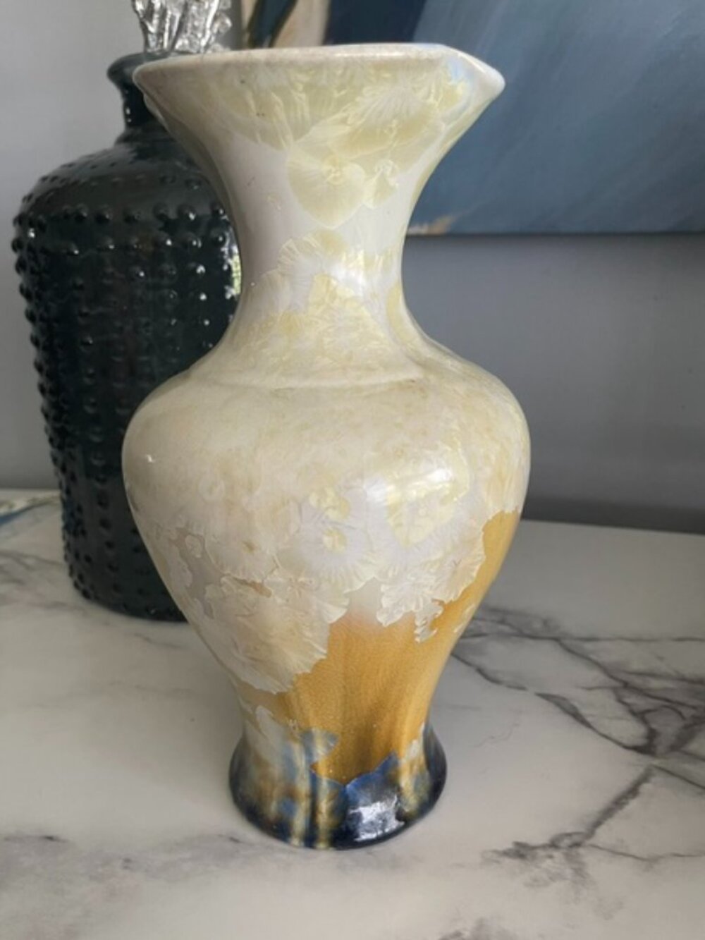 Vintage Kent Follette Crystalline Vase 11" Signed